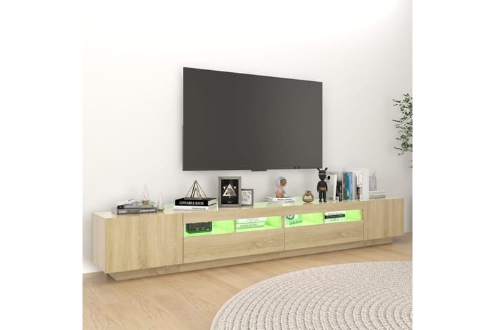 TV-taso LED-valoilla Sonoma-tammi 260x35x40 cm - Ruskea - Tv taso & Mediataso