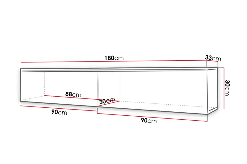 Tv-taso Lourmais 180 cm Valkoinen LED - Valkoinen - Huonekalut - TV- & Mediakalusteet - Tv taso & Mediataso
