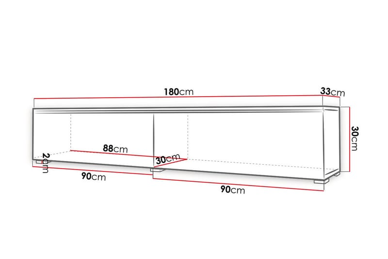 Tv-taso Lourmais 180 cm Valkoinen LED - Valkoinen - Huonekalut - TV- & Mediakalusteet - Tv taso & Mediataso