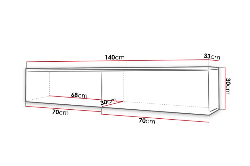 TV-taso Lourmais LED-valaistus - Harmaa/Valk/Valkoinen LED - Huonekalut - TV- & Mediakalusteet - Tv taso & Mediataso
