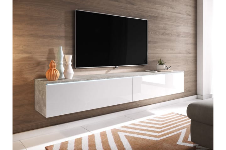 TV-taso Lourmais LED-valaistus - Valkoinen/Harmaa/Valkoinen LED - Tv taso & Mediataso