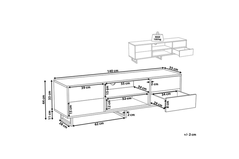 TV-taso Maine - Huonekalut - TV- & Mediakalusteet - Tv taso & Mediataso