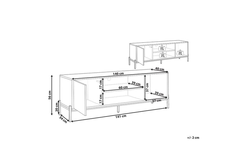 TV-taso Moines - Huonekalut - TV- & Mediakalusteet - Tv taso & Mediataso