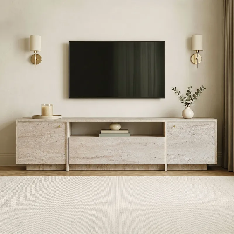 TV-taso Nordure Alvar (180 x 46 x 35 cm) Travertiini - Travertiini - Huonekalut - TV- & Mediakalusteet - Tv taso & Mediataso