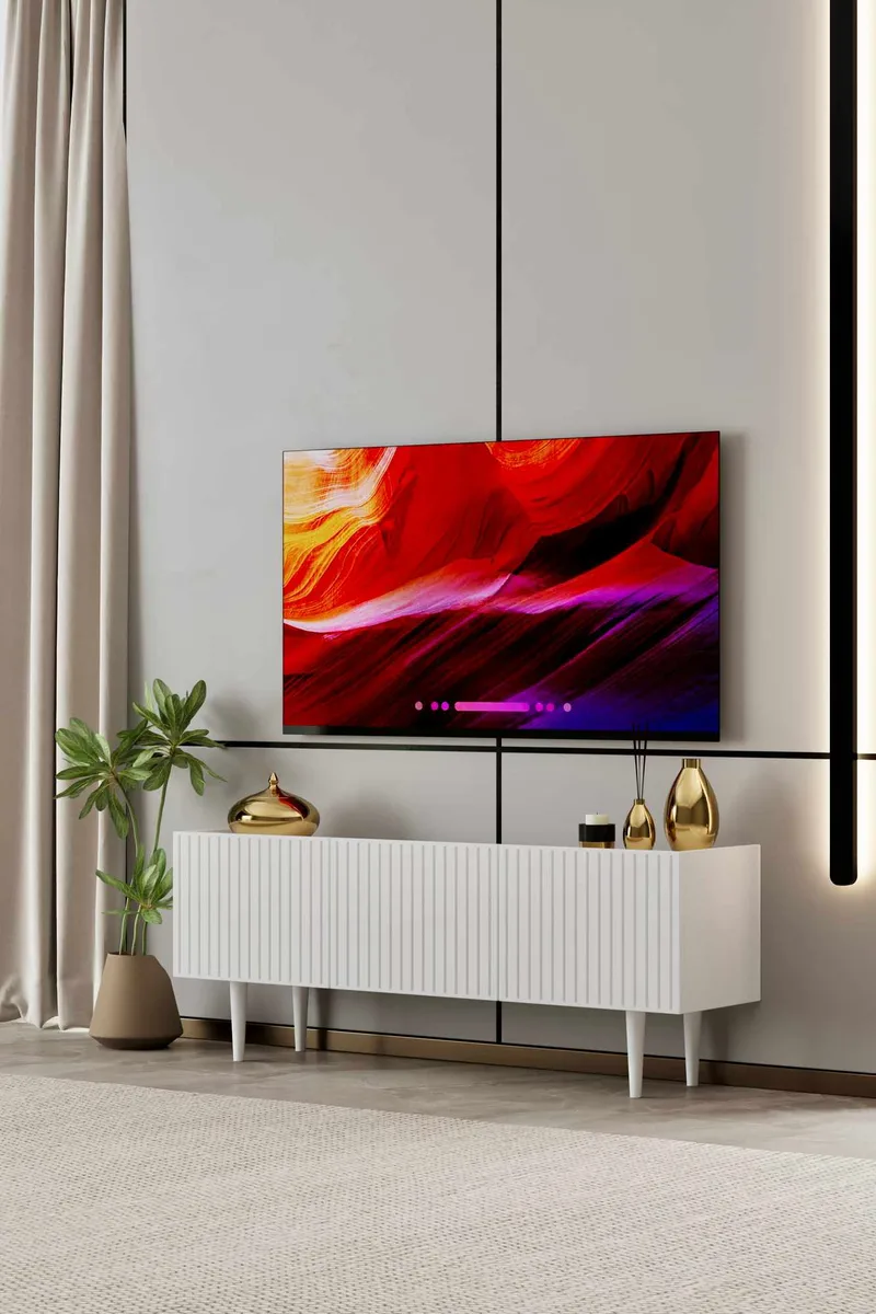 TV-taso Nordure Capella (120 x 50 x 29 cm) Valkoinen - Valkoinen - Huonekalut - TV- & Mediakalusteet - Tv taso & Mediataso