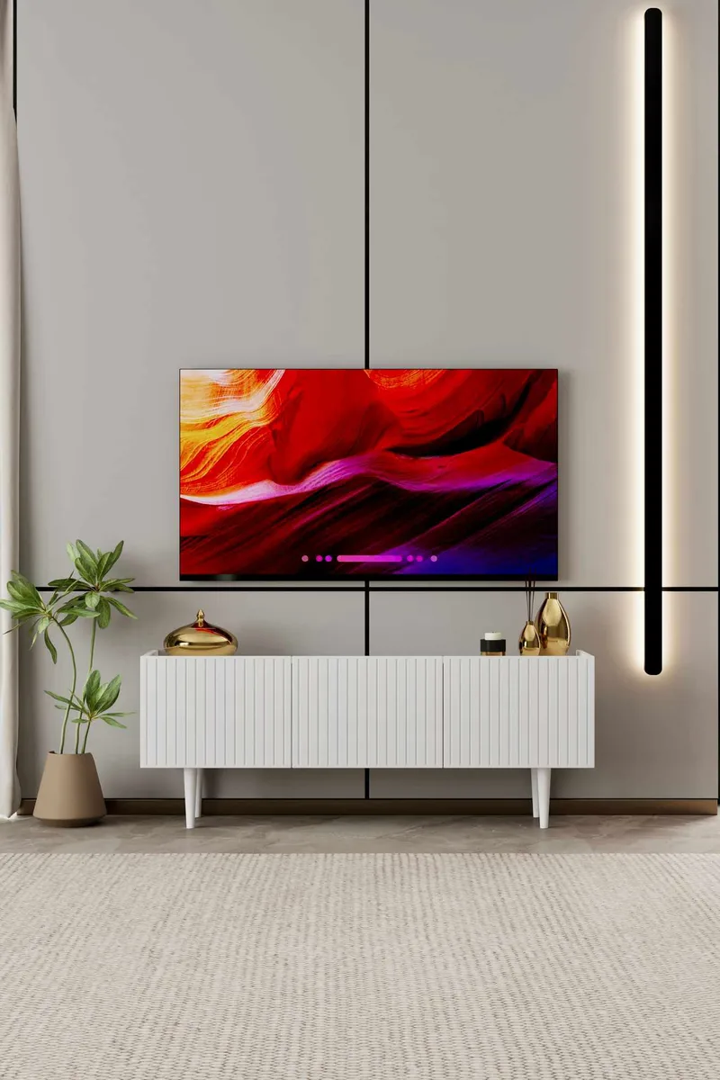 TV-taso Nordure Capella (120 x 50 x 29 cm) Valkoinen - Valkoinen - Huonekalut - TV- & Mediakalusteet - Tv taso & Mediataso