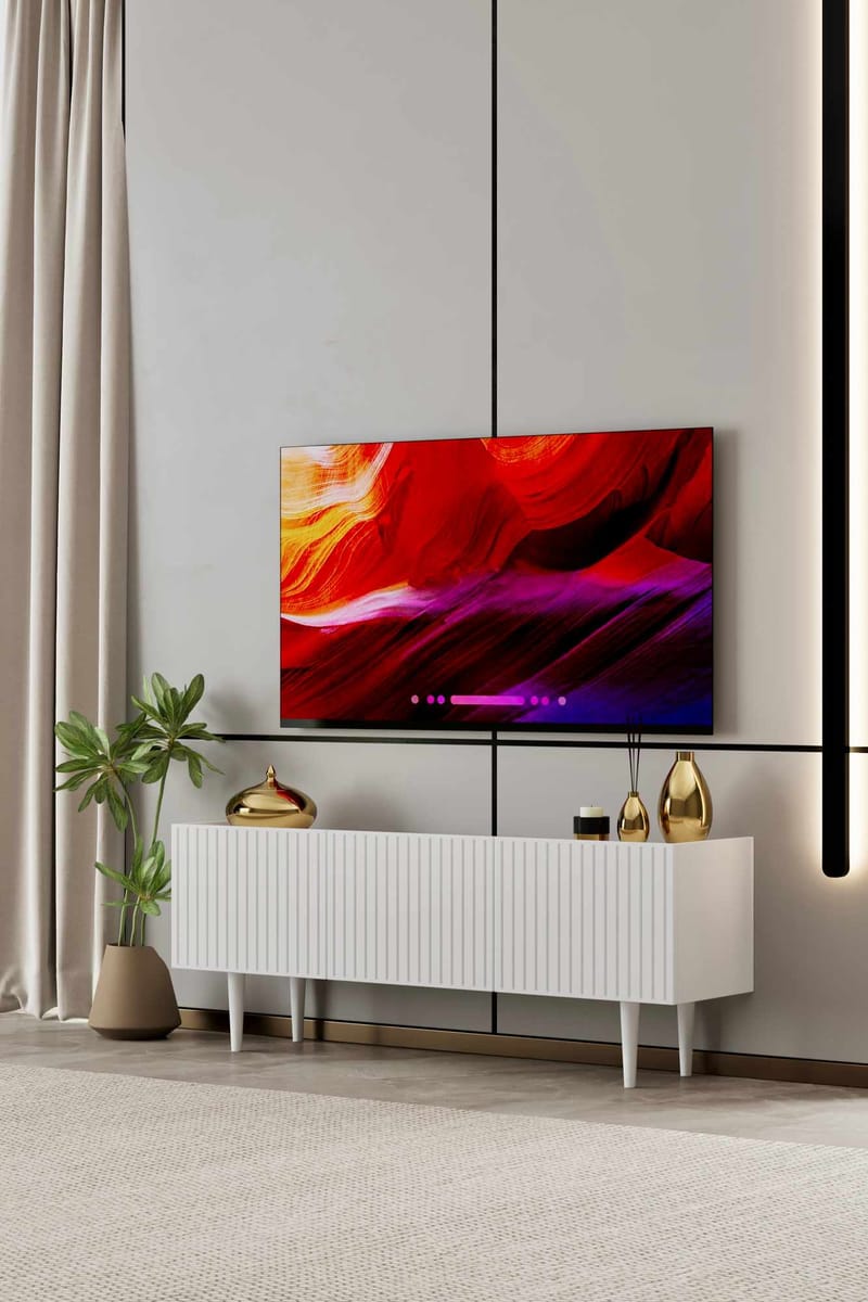 TV-taso Nordure Capella (140 x 50 x 29 cm) Valkoinen - Valkoinen - Huonekalut - TV- & Mediakalusteet - Tv taso & Mediataso