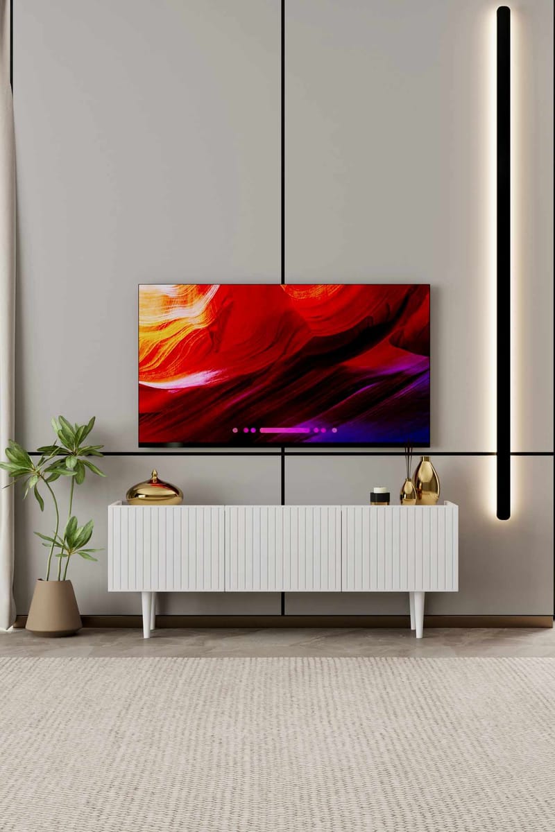 TV-taso Nordure Capella (140 x 50 x 29 cm) Valkoinen - Valkoinen - Huonekalut - TV- & Mediakalusteet - Tv taso & Mediataso