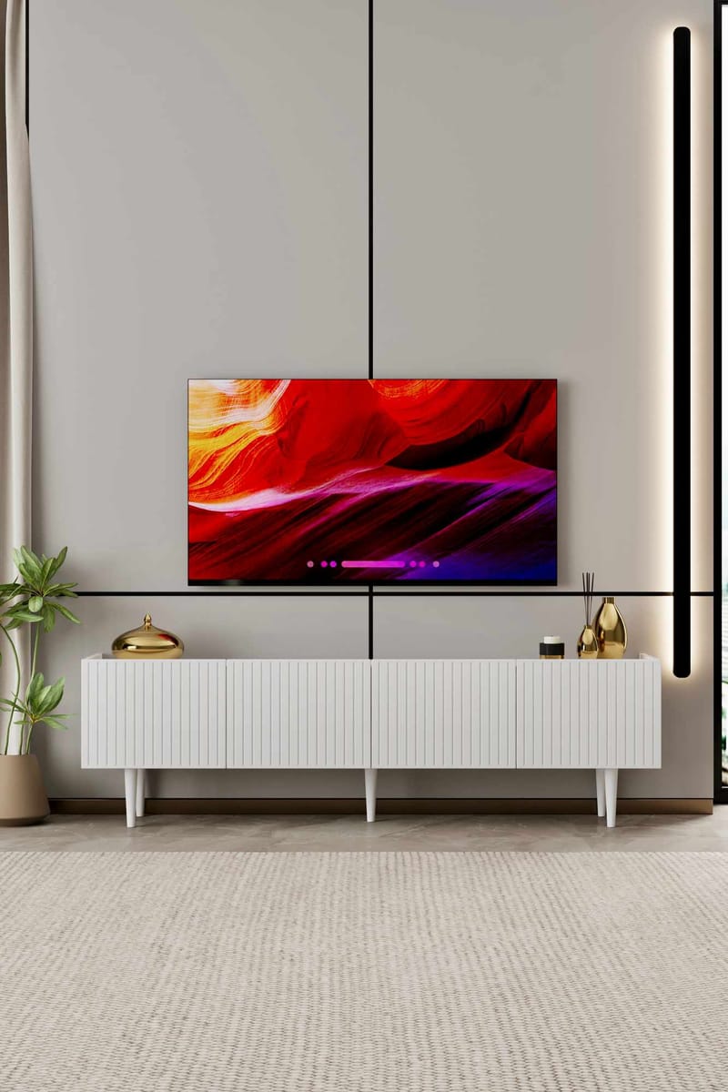 TV-taso Nordure Capella (160 x 50 x 29 cm) Valkoinen - Valkoinen - Huonekalut - TV- & Mediakalusteet - Tv taso & Mediataso