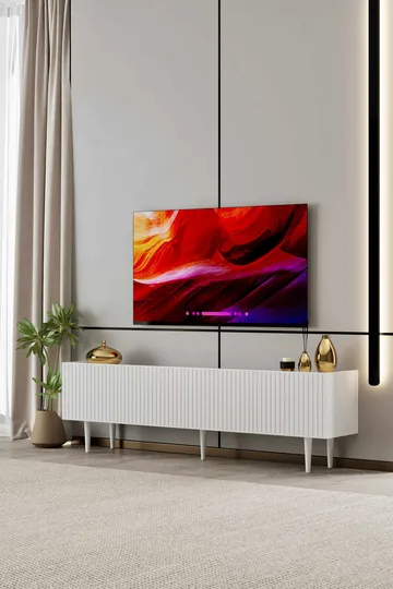 TV-taso Nordure Capella (160 x 50 x 29 cm) Valkoinen - Valkoinen - Huonekalut - TV- & Mediakalusteet - Tv taso & Mediataso