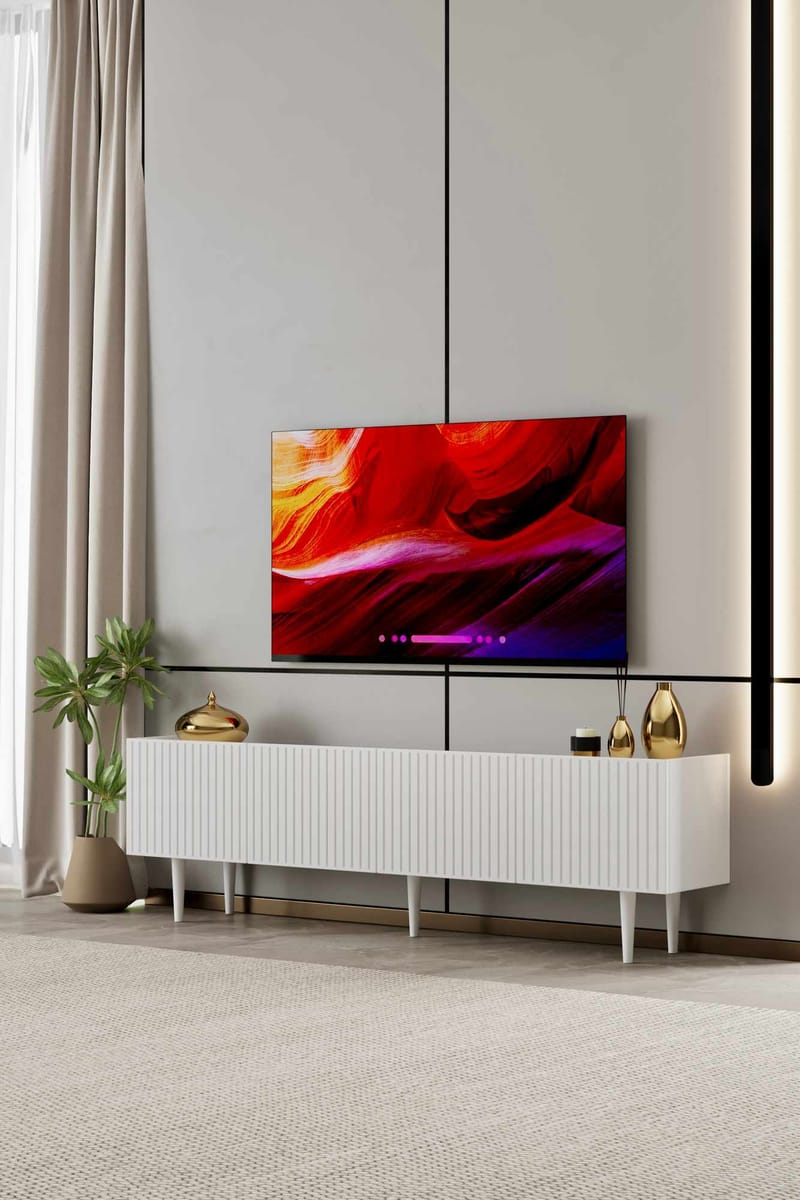 TV-taso Nordure Capella (160 x 50 x 29 cm) Valkoinen - Valkoinen - Huonekalut - TV- & Mediakalusteet - Tv taso & Mediataso