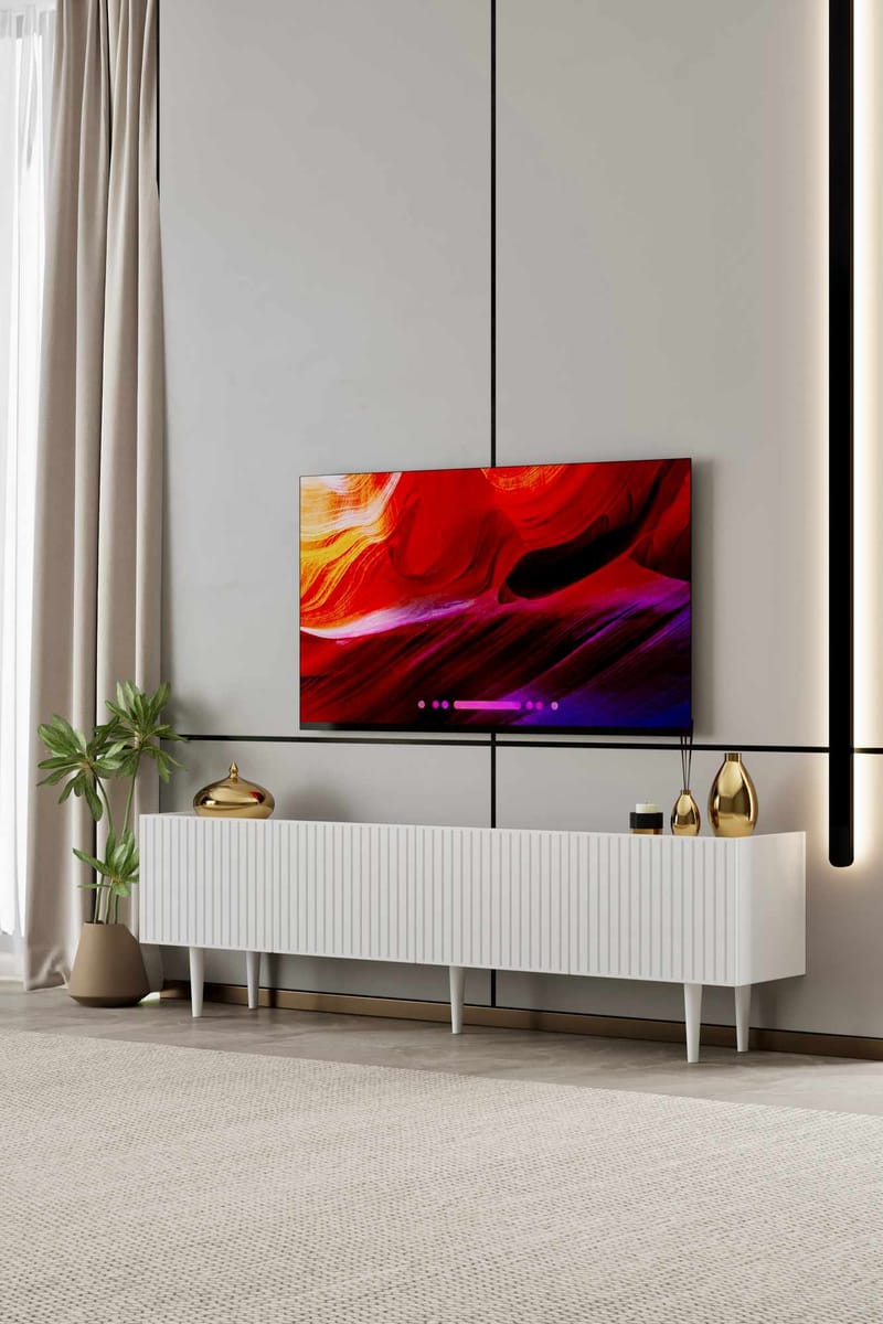 TV-taso Nordure Capella (180 x 50 x 29 cm) Valkoinen - Valkoinen - Huonekalut - TV- & Mediakalusteet - Tv taso & Mediataso