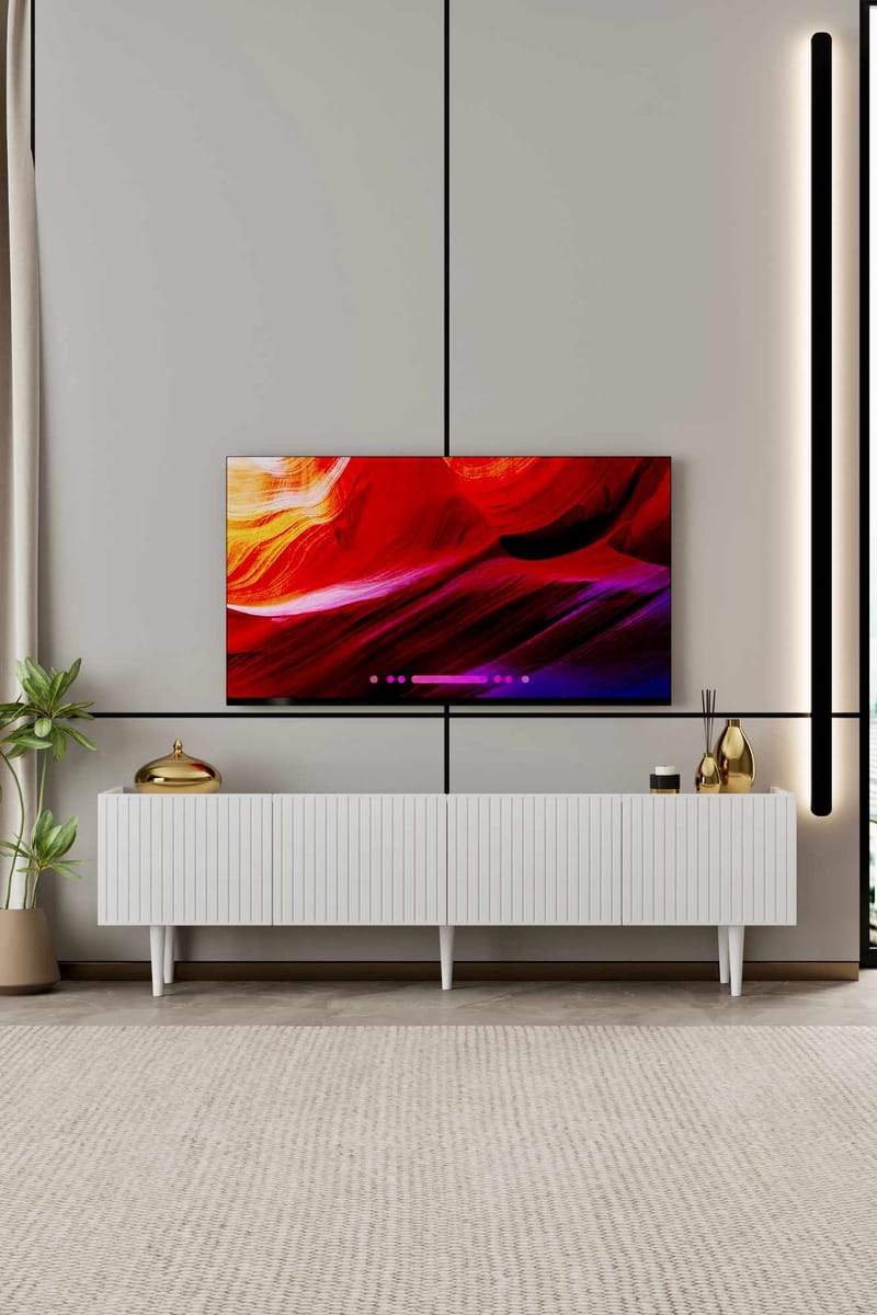 TV-taso Nordure Capella (180 x 50 x 29 cm) Valkoinen - Valkoinen - Huonekalut - TV- & Mediakalusteet - Tv taso & Mediataso