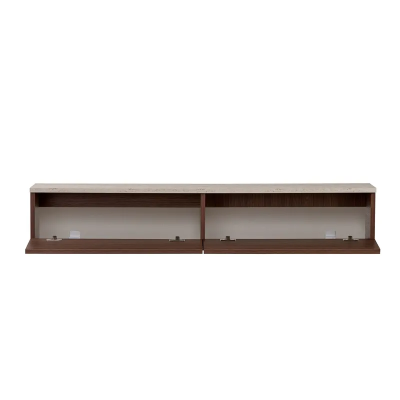 TV-taso Nordure Ligne (140 x 25 x 25 cm) Travertiini pähkinäpuu - Travertiini ja pähkinä - Huonekalut - TV- & Mediakalusteet - TV-hyllyt