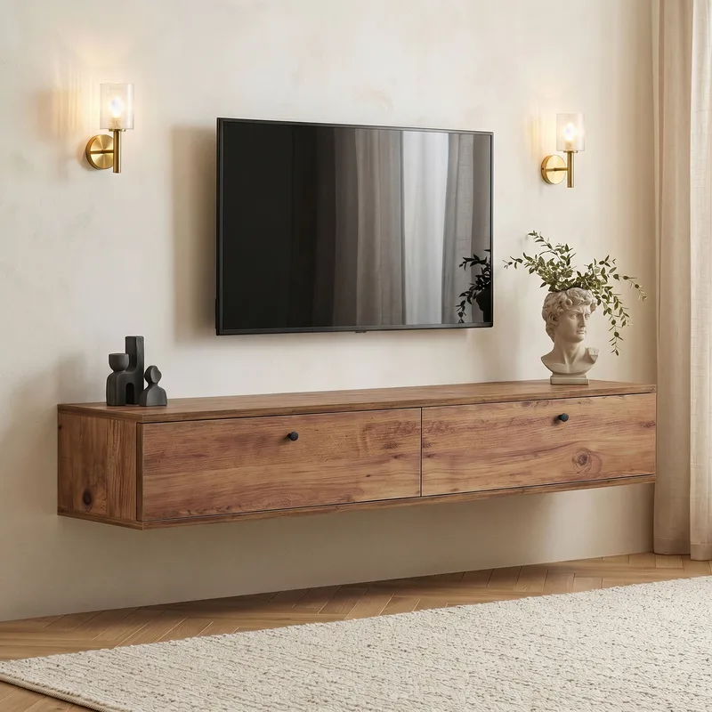 TV-taso Nordure Ligne (160 x 25 x 25 cm) Atlantic Pine - Atlantic Pine - Huonekalut - TV- & Mediakalusteet - TV-hyllyt