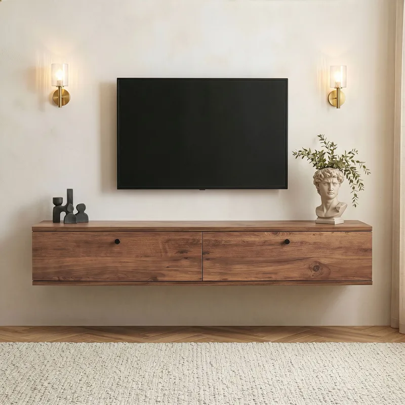 TV-taso Nordure Ligne (160 x 25 x 25 cm) Atlantic Pine - Atlantic Pine - Huonekalut - TV- & Mediakalusteet - TV-hyllyt