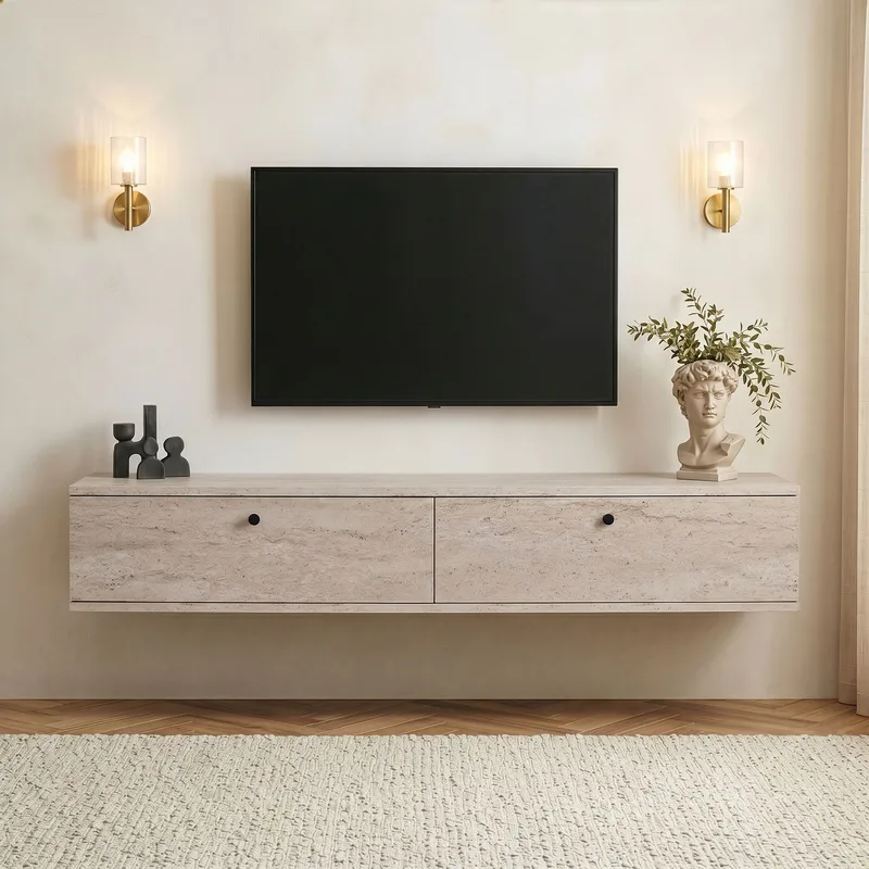 TV-taso Nordure Ligne (160 x 25 x 25 cm) Travertiini - Travertiini - Huonekalut - TV- & Mediakalusteet - TV-hyllyt