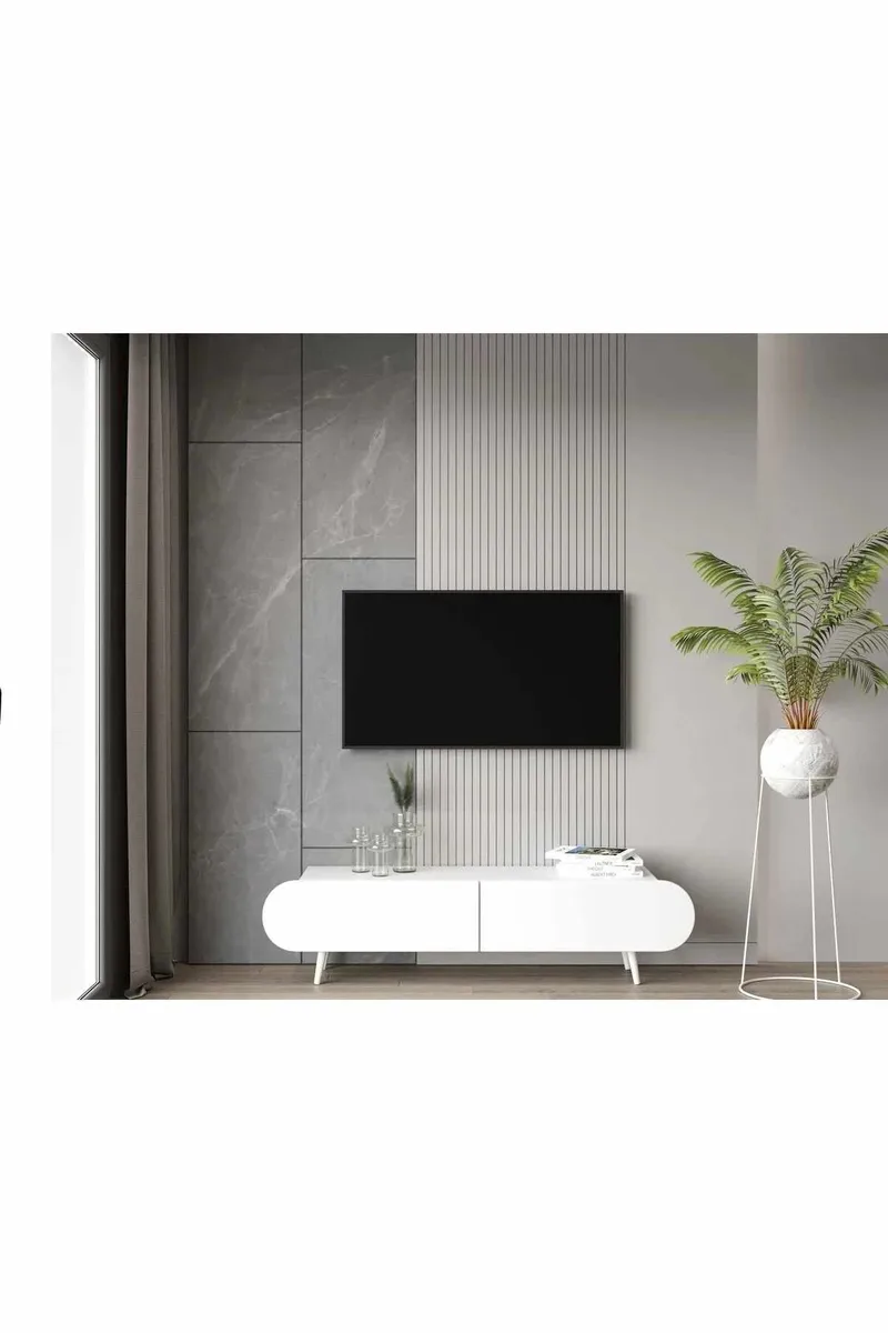 TV-taso Nordure Regulus (140 x 49 x 30 cm) Valkoinen - Valkoinen - Huonekalut - TV- & Mediakalusteet - Tv taso & Mediataso