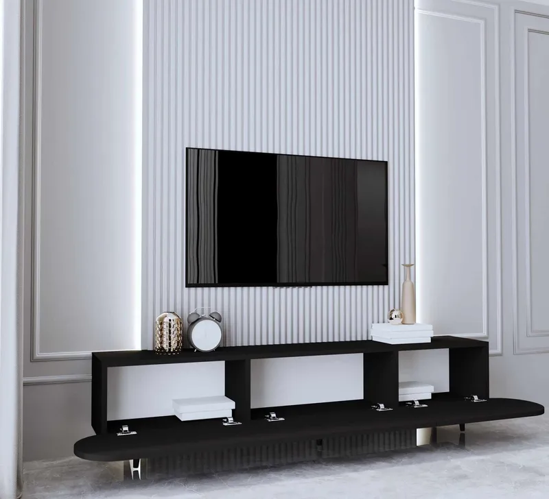 TV-taso Nordure Regulus (180 x 49 x 30 cm) Musta - Musta - Huonekalut - TV- & Mediakalusteet - Tv taso & Mediataso