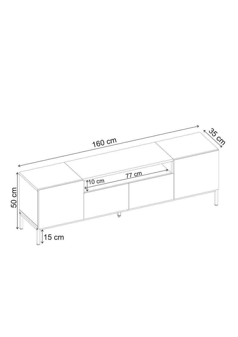 TV-taso Nordure Rivoli (160 x 50 x 35 cm) Milano pähkinä musta - Milano Walnut ja musta - Huonekalut - TV- & Mediakalusteet - Tv taso & Mediataso