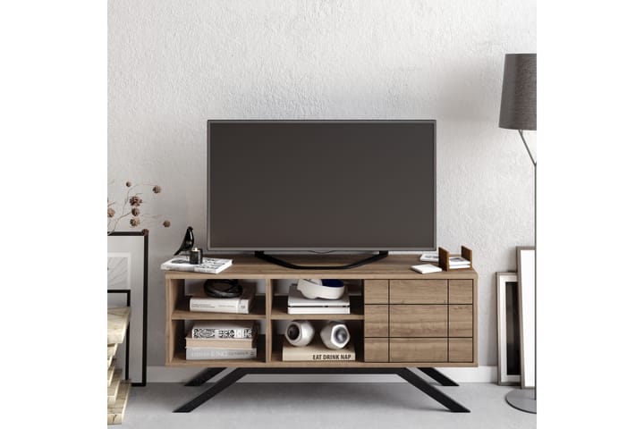 TV-taso Northeim 130 cm - Musta/Tummanruskea - Tv taso & Mediataso