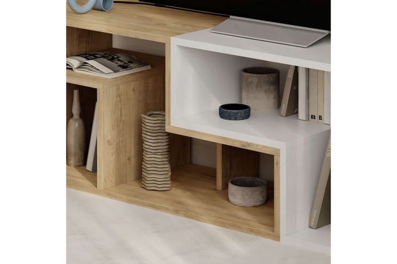 TV-taso Ravena Safidoniritammi / Valkoinen - Safidoniritammi / Valkoinen - Huonekalut - TV- & Mediakalusteet - Tv taso & Mediataso