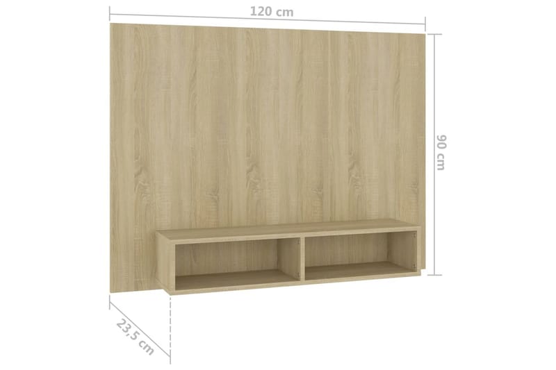 TV-taso seinälle Sonoma-tammi 120x23,5x90 cm lastulevy - Ruskea - Huonekalut - TV- & Mediakalusteet - Tv taso & Mediataso