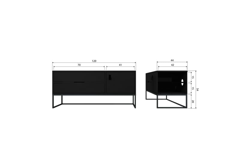 TV-taso Silas - Blacknight, Saarni, 120 cm - Huonekalut - TV- & Mediakalusteet - Tv taso & Mediataso