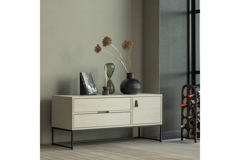 TV-taso Silas - Pöly, Harjattu mänty, 120 cm - Huonekalut - TV- & Mediakalusteet - Tv taso & Mediataso