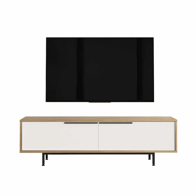 TV-taso Skye Decor Bren (160 x 45,1 x 35,5 cm) Luonnonvalkoinen, Luonnonväri ja valkoinen