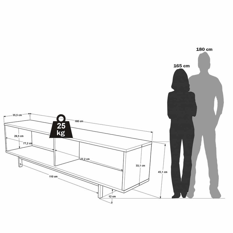 TV-taso Skye Decor Bren (160 x 45,1 x 35,5 cm) Luonnonvalkoinen - Luonnonväri ja valkoinen - Huonekalut - TV- & Mediakalusteet - Tv taso & Mediataso