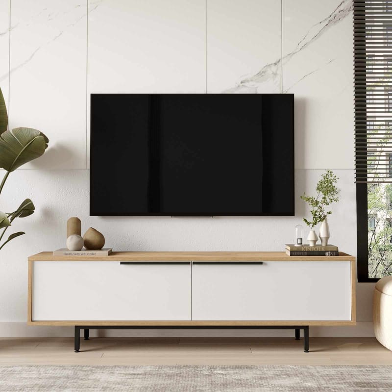 TV-taso Skye Decor Bren (160 x 45,1 x 35,5 cm) Luonnonvalkoinen - Luonnonväri ja valkoinen - Huonekalut - TV- & Mediakalusteet - Tv taso & Mediataso