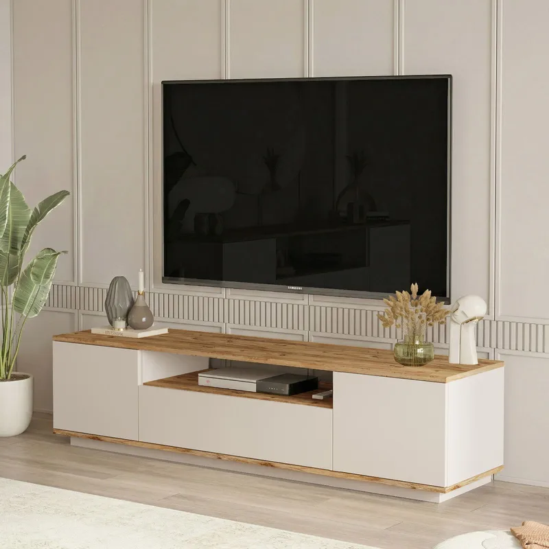 TV-taso Skye Decor Dara (180 x 44,6 x 44,5 cm) Atlantic Pine cashmere - Atlantic Pine ja Cashmere - Huonekalut - TV- & Mediakalusteet - Tv taso & Mediataso