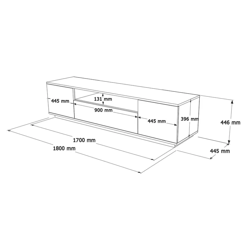 TV-taso Skye Decor Dara (180 x 44,6 x 44,5 cm) Atlantic Pine cashmere - Atlantic Pine ja Cashmere - Huonekalut - TV- & Mediakalusteet - Tv taso & Mediataso