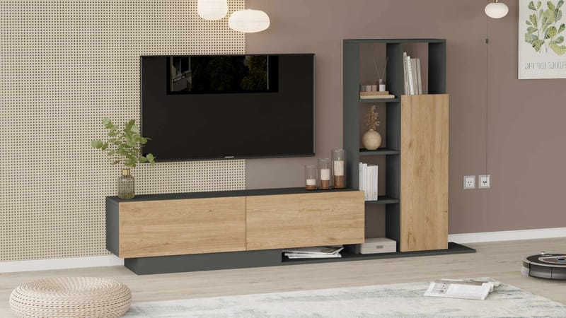 TV-taso Skye Decor Eska (201,2 x 123,6 x 29,5 cm) luonnonväri antrasiitti - Luonnonväri ja antrasiitti - Huonekalut - TV- & Mediakalusteet - TV-kaappi