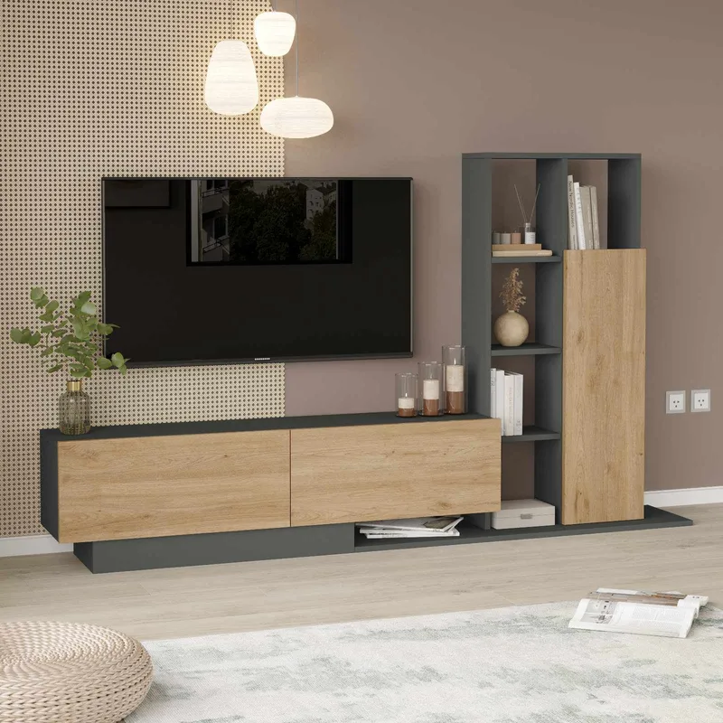TV-taso Skye Decor Eska (201,2 x 123,6 x 29,5 cm) luonnonväri antrasiitti - Luonnonväri ja antrasiitti - Huonekalut - TV- & Mediakalusteet - TV-kaappi
