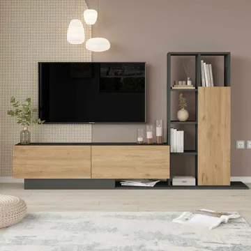 TV-taso Skye Decor Eska (201,2 x 123,6 x 29,5 cm) luonnonväri antrasiitti - Luonnonväri/Antrasiitti - Huonekalut - TV- & Mediakalusteet - TV-kaappi