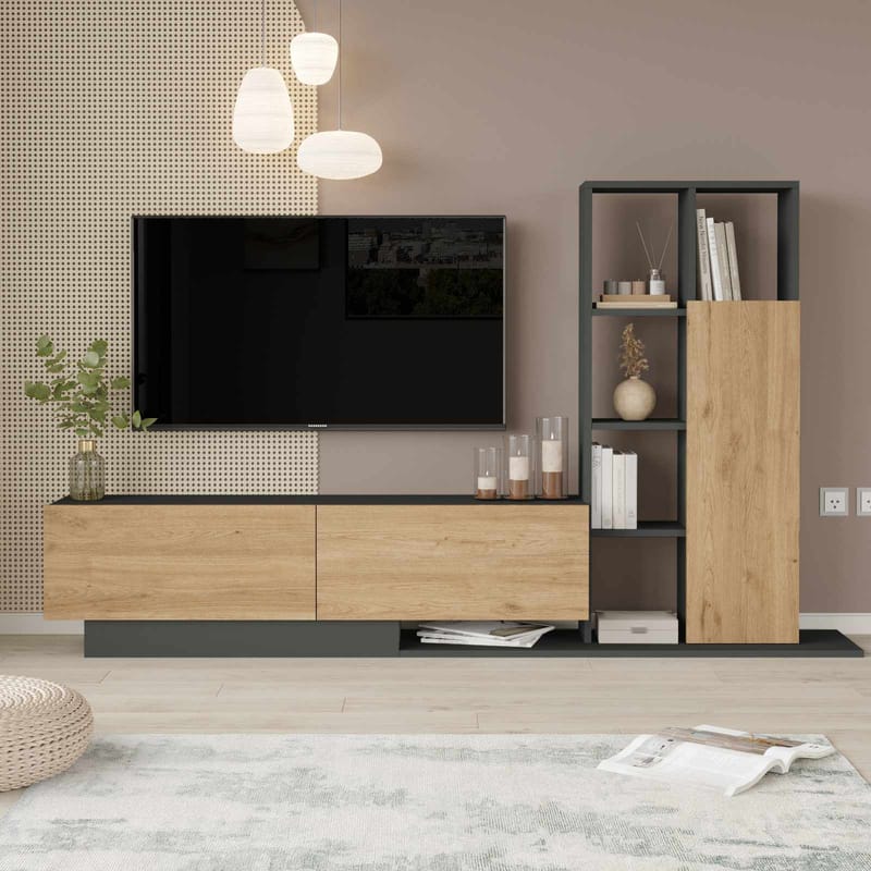 TV-taso Skye Decor Eska (201,2 x 123,6 x 29,5 cm) luonnonväri antrasiitti - Luonnonväri/Antrasiitti - Huonekalut - TV- & Mediakalusteet - TV-kaappi