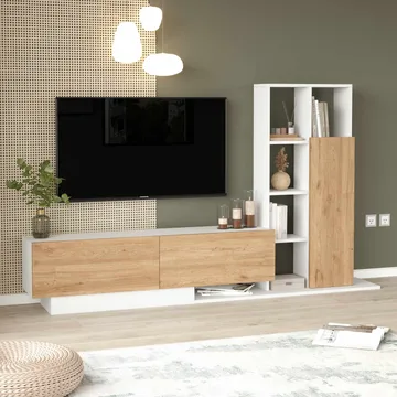 TV-taso Skye Decor Eska (201,2 x 123,6 x 29,5 cm) Luonnonvalkoinen - Luonnonväri ja valkoinen - Huonekalut - TV- & Mediakalusteet - Tv taso & Mediataso