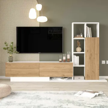 TV-taso Skye Decor Eska (201,2 x 123,6 x 29,5 cm) Luonnonvalkoinen - Luonnonväri ja valkoinen - Huonekalut - TV- & Mediakalusteet - Tv taso & Mediataso