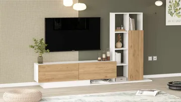 TV-taso Skye Decor Eska (201,2 x 123,6 x 29,5 cm) Luonnonvalkoinen - Luonnonväri ja valkoinen - Huonekalut - TV- & Mediakalusteet - Tv taso & Mediataso