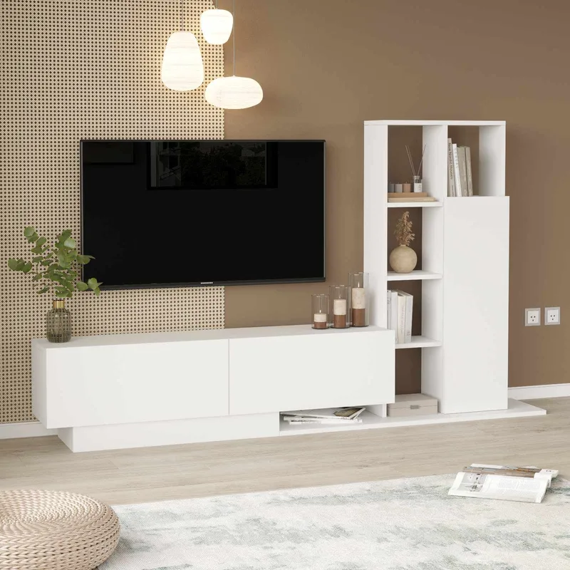 TV-taso Skye Decor Eska (201,2 x 123,6 x 29,5 cm) valkoinen - Valkoinen - Huonekalut - TV- & Mediakalusteet - TV-kaappi