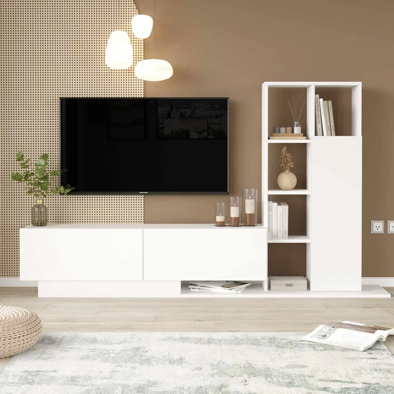 TV-taso Skye Decor Eska (201,2 x 123,6 x 29,5 cm) valkoinen - Valkoinen - Huonekalut - TV- & Mediakalusteet - TV-kaappi