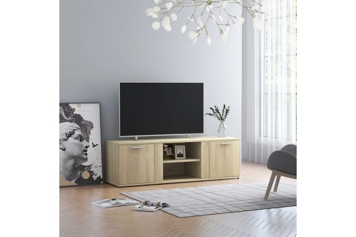 TV-taso Sonoma-tammi 120x34x37 cm lastulevy - Ruskea - Tv taso & Mediataso
