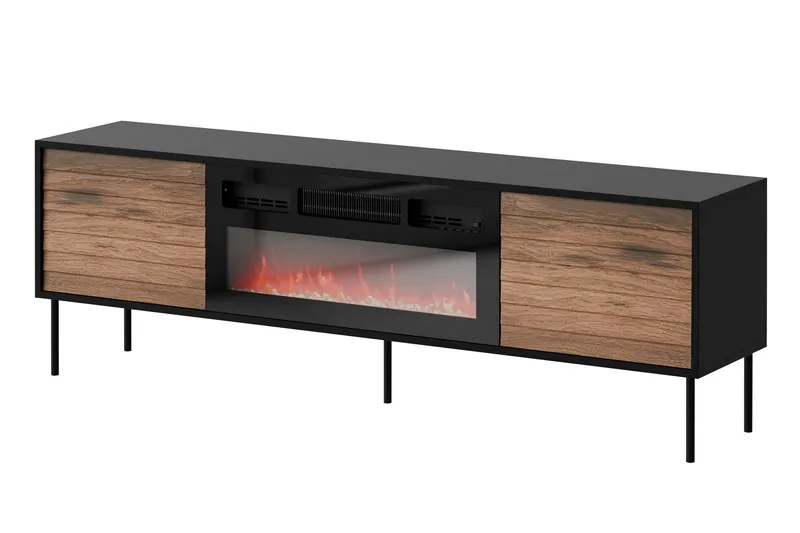 Tv-taso Soublet 180 cm, Musta/Pähkinäpuu