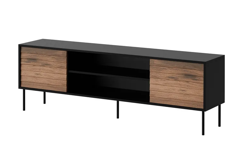 Tv-taso Soublet 180 cm, Musta/Pähkinäpuu