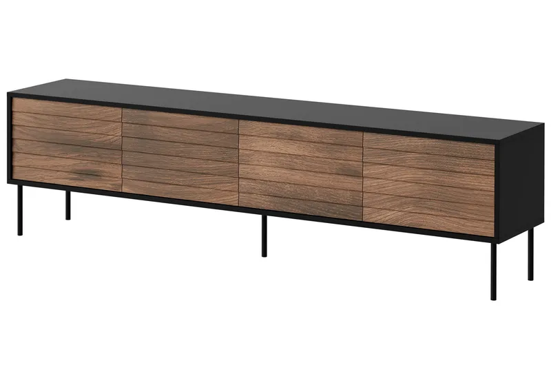 TV-taso Soublet 200 cm, Musta/Pähkinäpuu