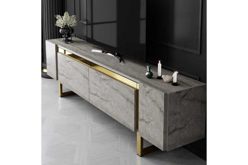 TV-taso Sozi Travertiini / Kulta - Travertiini / Kulta - Huonekalut - TV- & Mediakalusteet - Tv taso & Mediataso