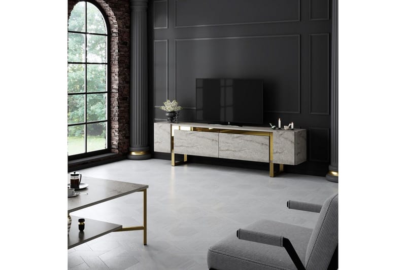 TV-taso Sozi Travertiini / Kulta - Travertiini / Kulta - Huonekalut - TV- & Mediakalusteet - Tv taso & Mediataso