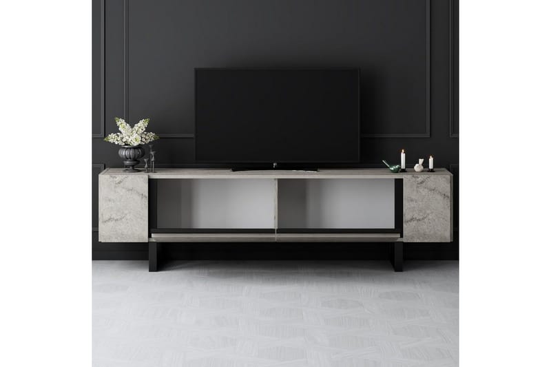 TV-taso Sozi Travertiini / Musta - Travertiini / Musta - Huonekalut - TV- & Mediakalusteet - Tv taso & Mediataso